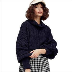 Free People Be yours cowl neck knit bishop chunky sweater